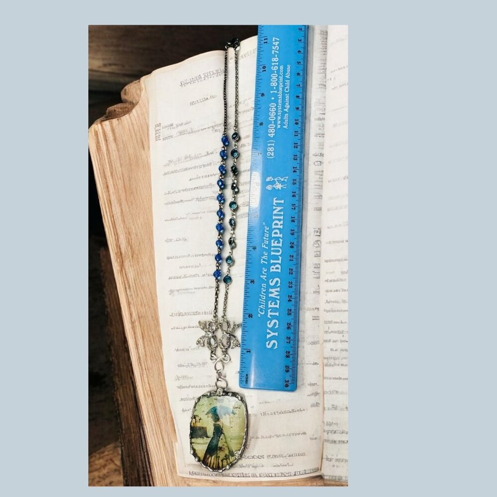 Victorian-Inspired Reversible Pendant w/ Rustic Bezel & VNTG Necklace Components - Picture 4 of 14